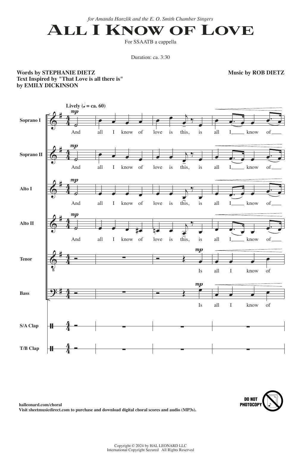 Rob Dietz All I Know Of Love sheet music notes and chords. Download Printable PDF.