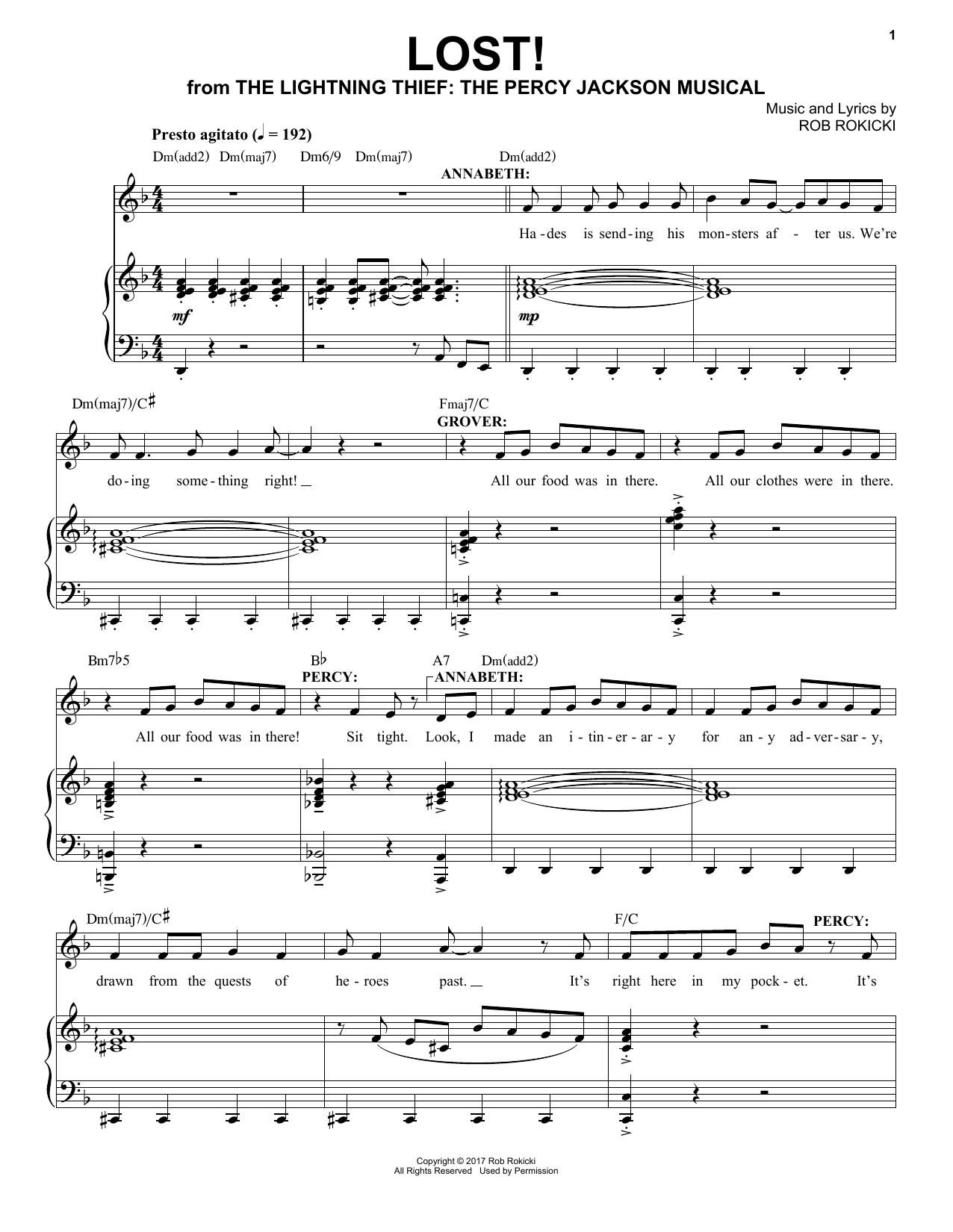 Rob Rokicki Lost! (from The Lightning Thief: The Percy Jackson Musical) sheet music notes and chords. Download Printable PDF.