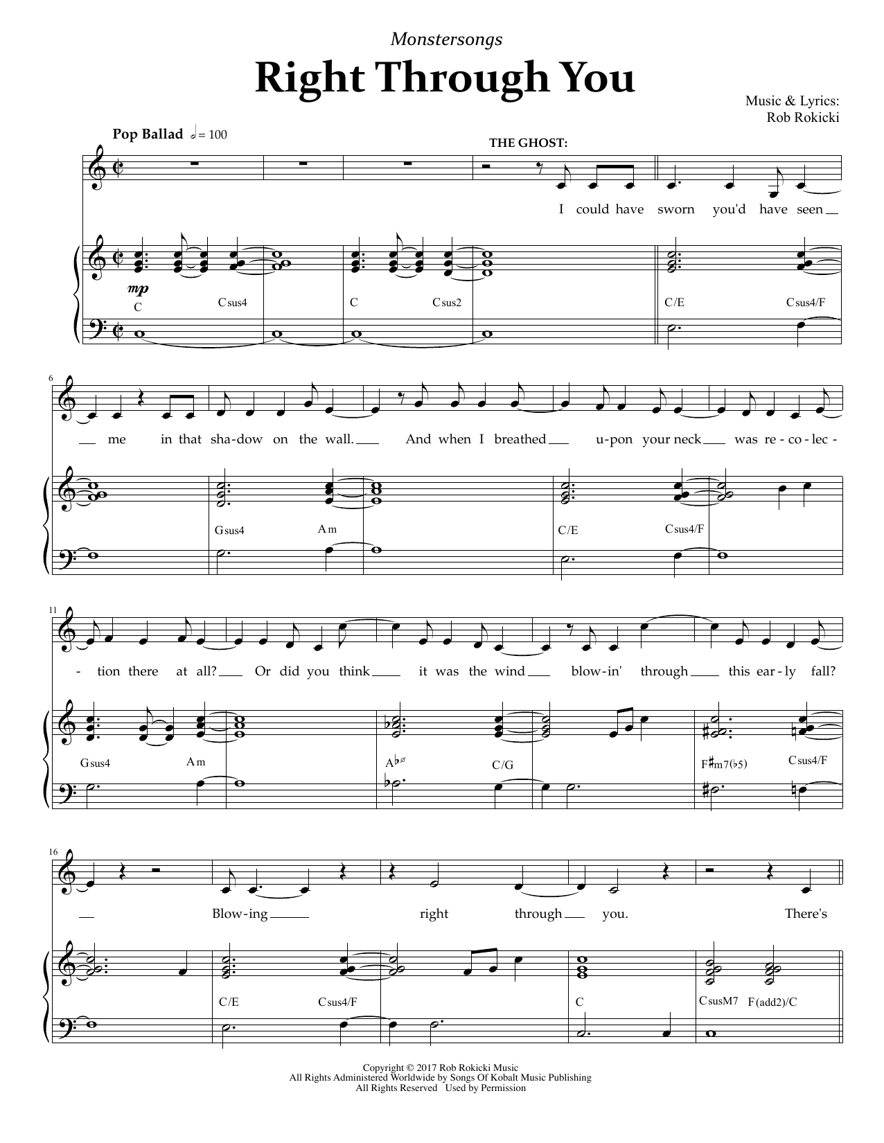 Rob Rokicki Right Through You (from Monstersongs) sheet music notes and chords. Download Printable PDF.