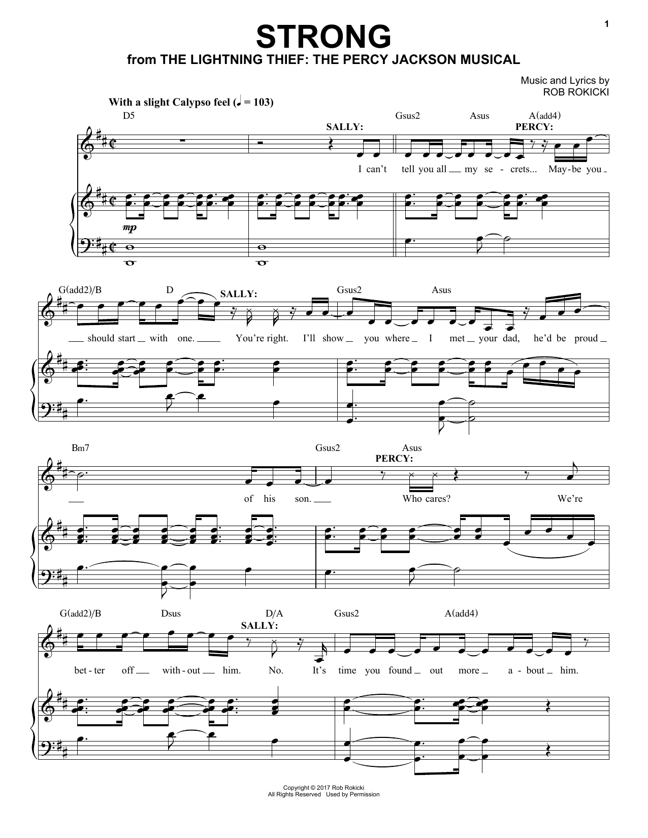 Rob Rokicki Strong (from The Lightning Thief: The Percy Jackson Musical) sheet music notes and chords. Download Printable PDF.