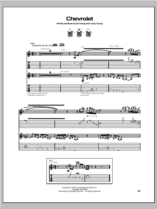 Robben Ford Chevrolet sheet music notes and chords. Download Printable PDF.