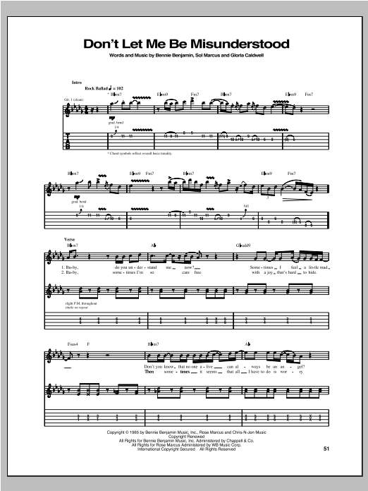 Learn to play Robben Ford Don't Let Me Be Misunderstood sheet music for Guitar Tab in minutes. Price: 7.8900$ Robben Ford Don't Let Me Be Misunderstood sheet music notes and chords arranged for Guitar Tab