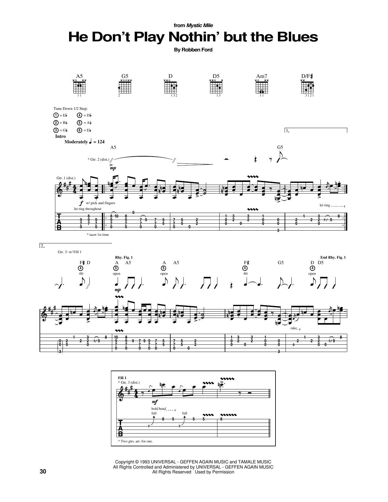 Learn to play Robben Ford He Don't Play Nothin' But The Blues sheet music for Guitar Tab in minutes. Price: 7.8900$ Robben Ford He Don't Play Nothin' But The Blues sheet music notes and chords arranged for Guitar Tab