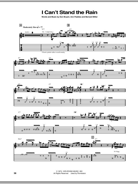Learn to play Robben Ford I Can't Stand The Rain sheet music for Guitar Tab in minutes. Price: 7.8900$ Robben Ford I Can't Stand The Rain sheet music notes and chords arranged for Guitar Tab