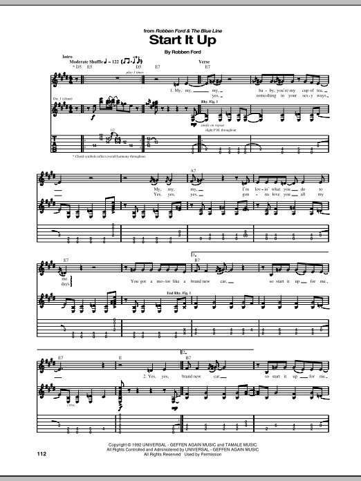 Robben Ford Start It Up sheet music notes and chords. Download Printable PDF.