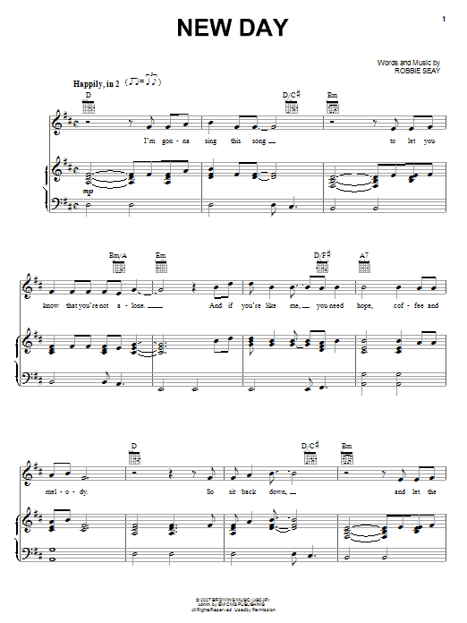 Learn to play Robbie Seay Band New Day sheet music for Piano, Vocal & Guitar Chords (Right-Hand Melody) in minutes. Price: 7.8900$ Robbie Seay Band New Day sheet music notes and chords arranged for Piano, Vocal & Guitar Chords (Right-Hand Melody)