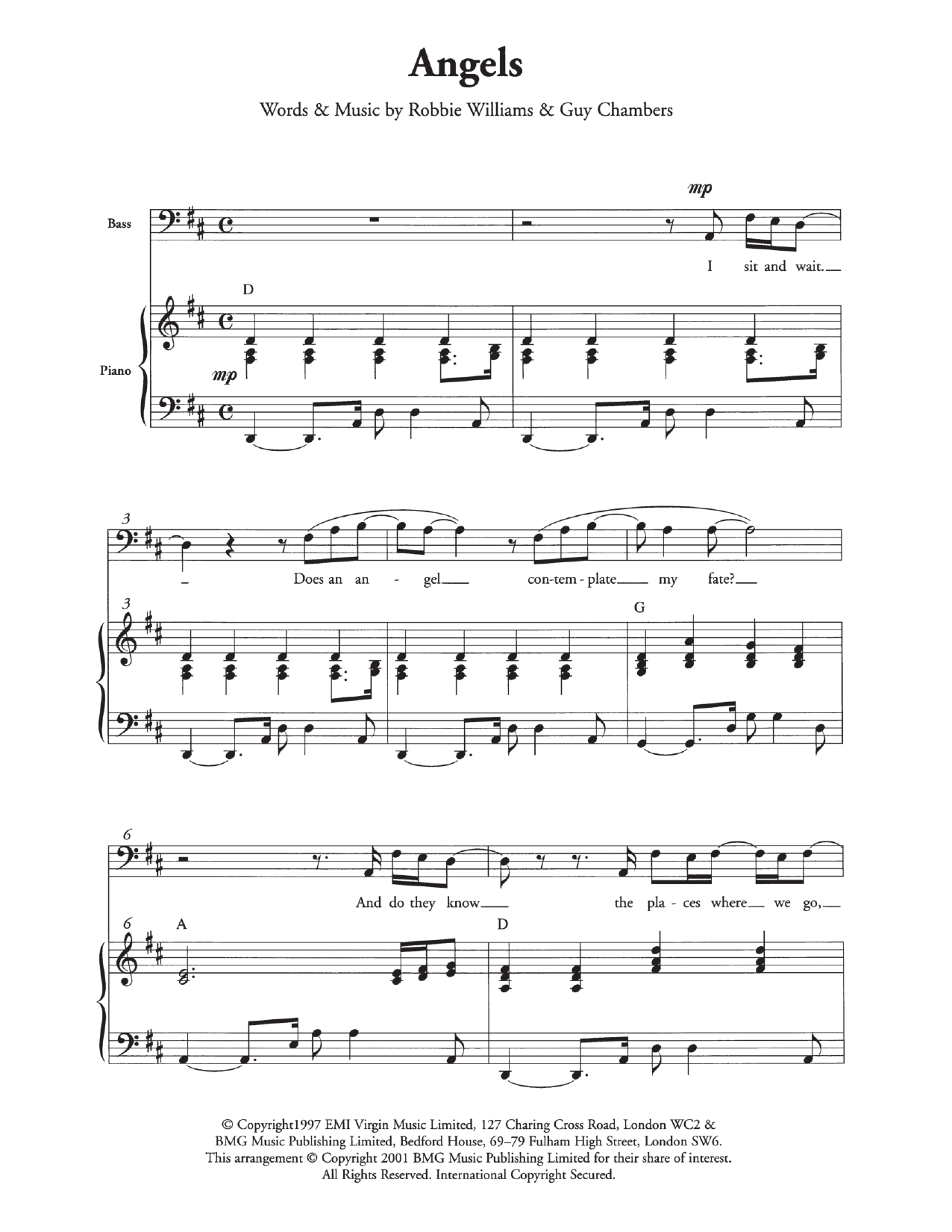Robbie Williams Angels (arr. Berty Rice) sheet music notes and chords arranged for Choir