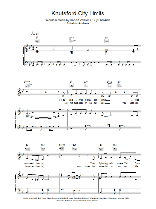 Learn to play Robbie Williams Knutsford City Limits sheet music for Piano, Vocal & Guitar Chords in minutes. Price: 7.8900$ Robbie Williams Knutsford City Limits sheet music notes and chords arranged for Piano, Vocal & Guitar Chords