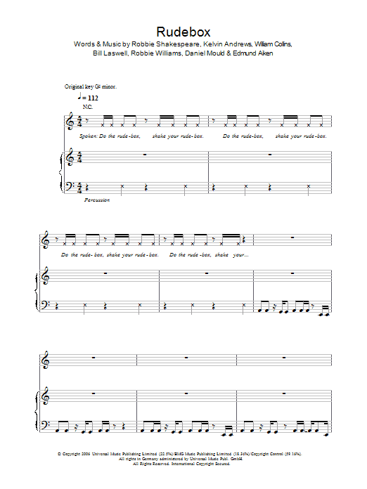 Learn to play Robbie Williams Rudebox sheet music for Piano, Vocal & Guitar Chords in minutes. Price: 7.8900$ Robbie Williams Rudebox sheet music notes and chords arranged for Piano, Vocal & Guitar Chords