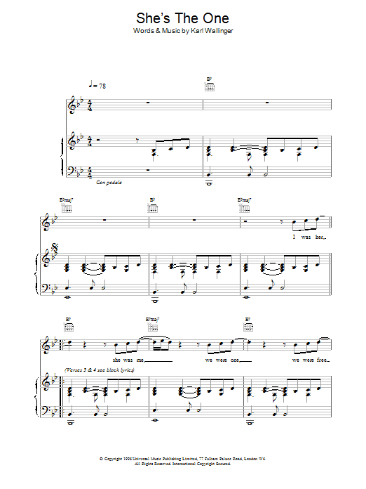 Robbie Williams She's The One sheet music notes and chords. Download Printable PDF.