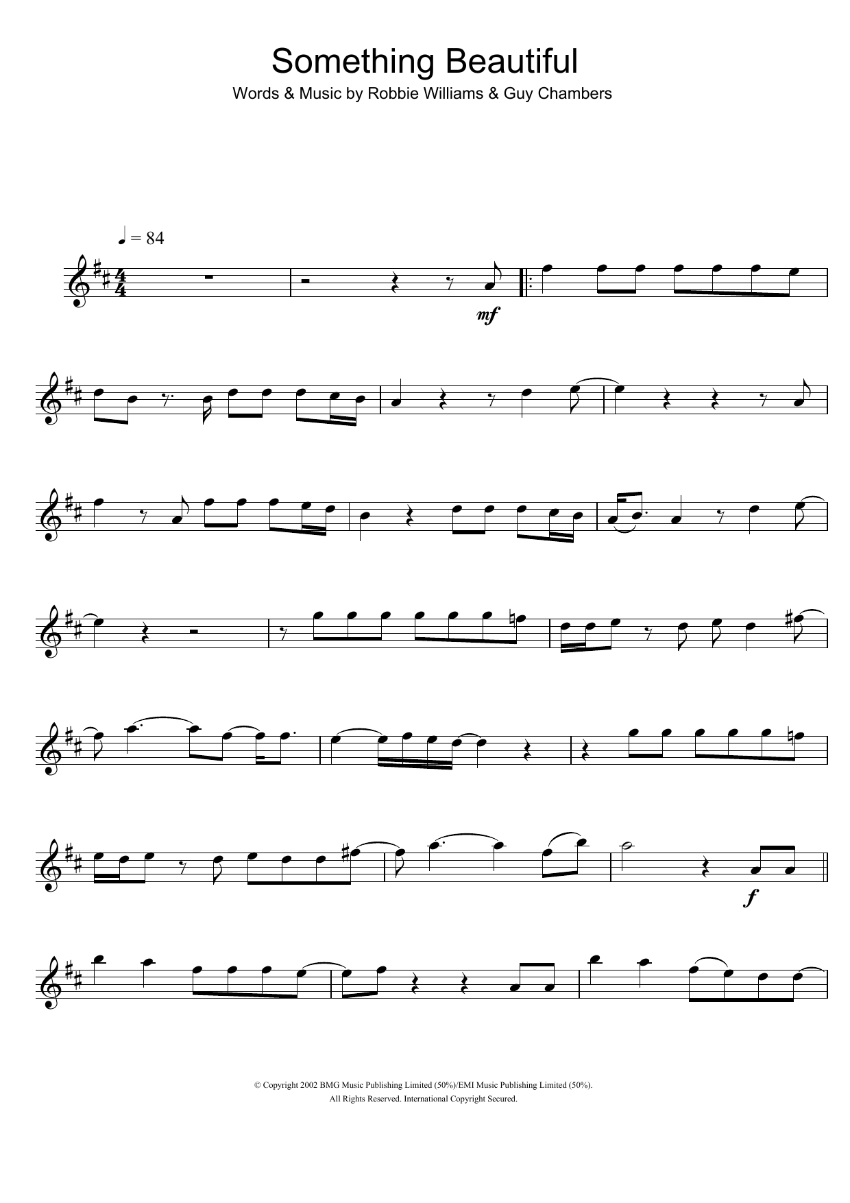 Robbie Williams Something Beautiful sheet music notes and chords. Download Printable PDF.