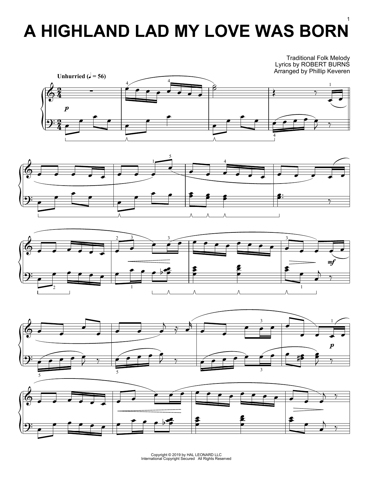 Learn to play Robert Burns A Highland Lad My Love Was Born (arr. Phillip Keveren) sheet music for Piano Solo in minutes. Price: 7.8900$ Robert Burns A Highland Lad My Love Was Born (arr. Phillip Keveren) sheet music notes and chords arranged for Piano Solo
