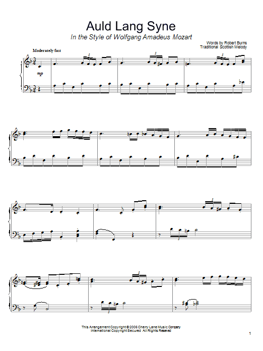 Traditional Auld Lang Syne sheet music notes and chords. Download Printable PDF.