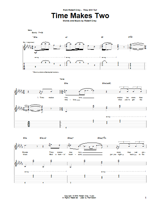 Robert Cray Time Makes Two sheet music notes and chords. Download Printable PDF.