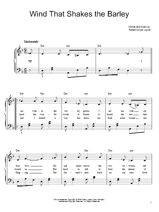Learn to play Robert Dwyer Joyce Wind That Shakes The Barley sheet music for Easy Piano in minutes. Price: 6.9900$ Robert Dwyer Joyce Wind That Shakes The Barley sheet music notes and chords arranged for Easy Piano