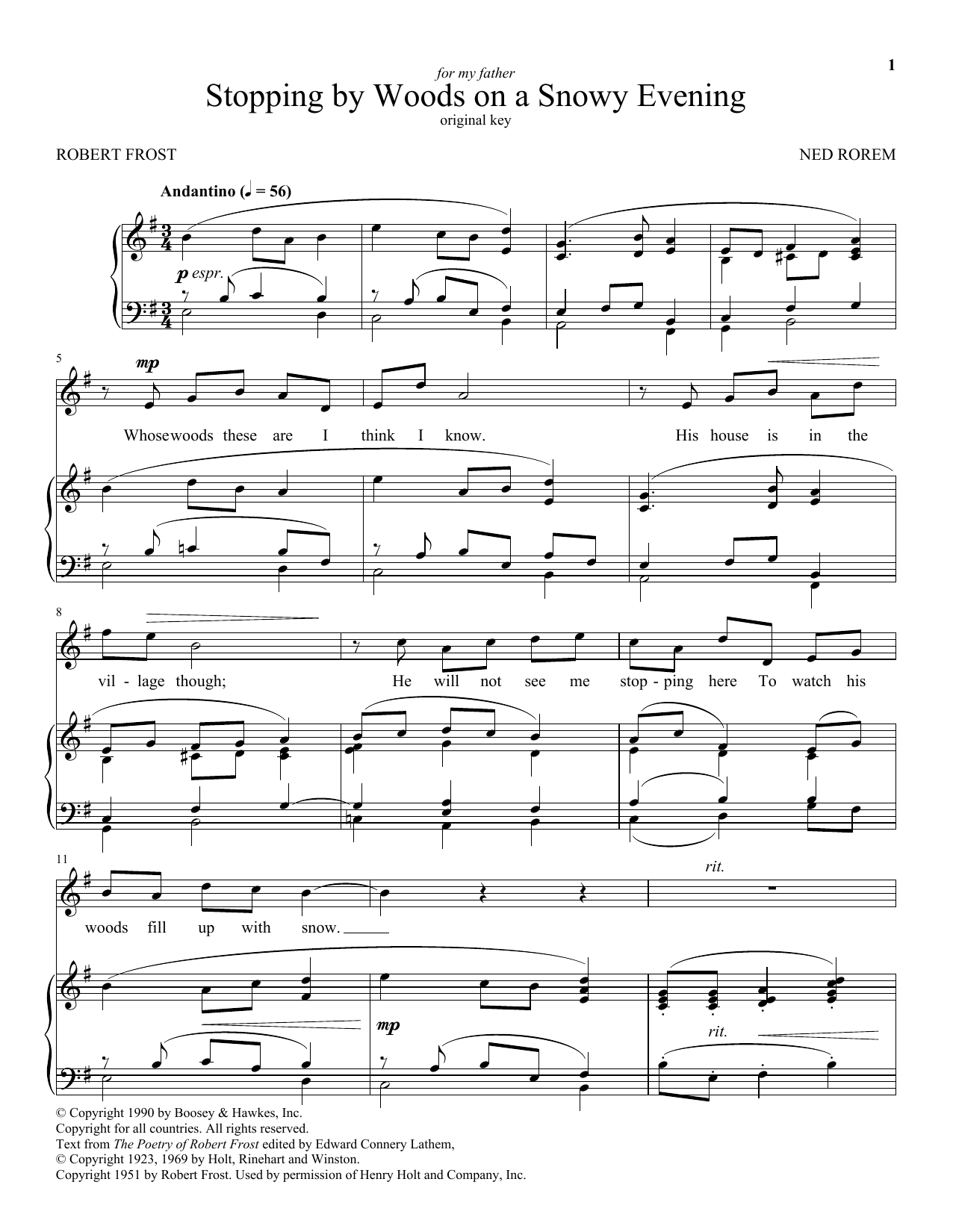 Learn to play Robert Frost Stopping By Woods On A Snowy Evening sheet music for Piano & Vocal in minutes. Price: 7.8900$ Robert Frost Stopping By Woods On A Snowy Evening sheet music notes and chords arranged for Piano & Vocal