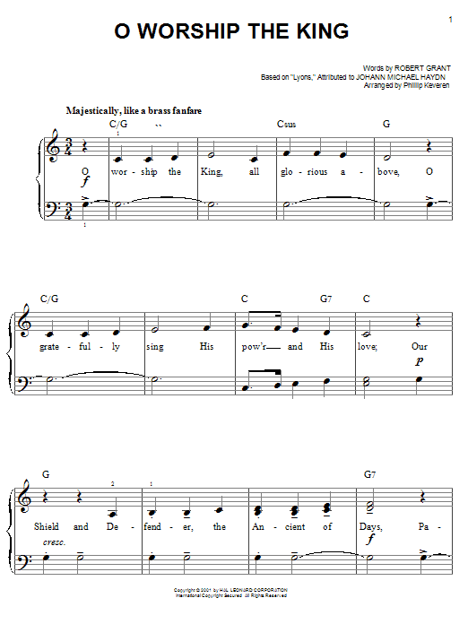 Robert Grant O Worship The King sheet music notes and chords. Download Printable PDF.