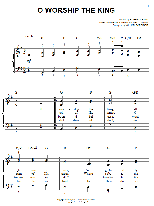 Robert Grant O Worship The King sheet music notes and chords. Download Printable PDF.