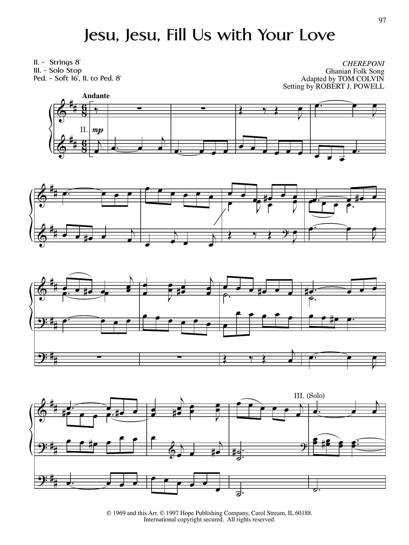 Robert J. Powell Jesu, Jesu, Fill Us with Your Love sheet music notes and chords. Download Printable PDF.