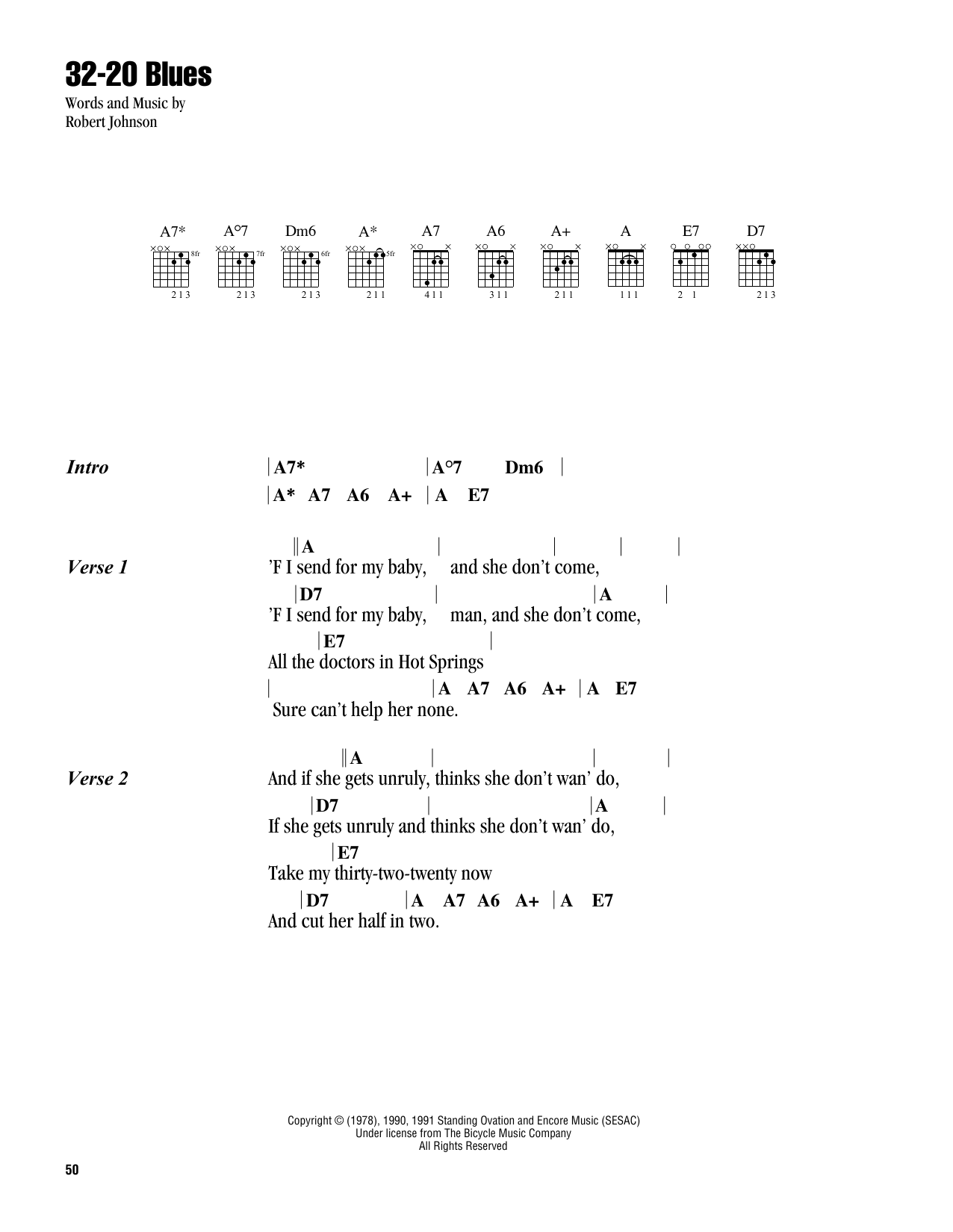 Robert Johnson 32-20 Blues sheet music notes and chords. Download Printable PDF.