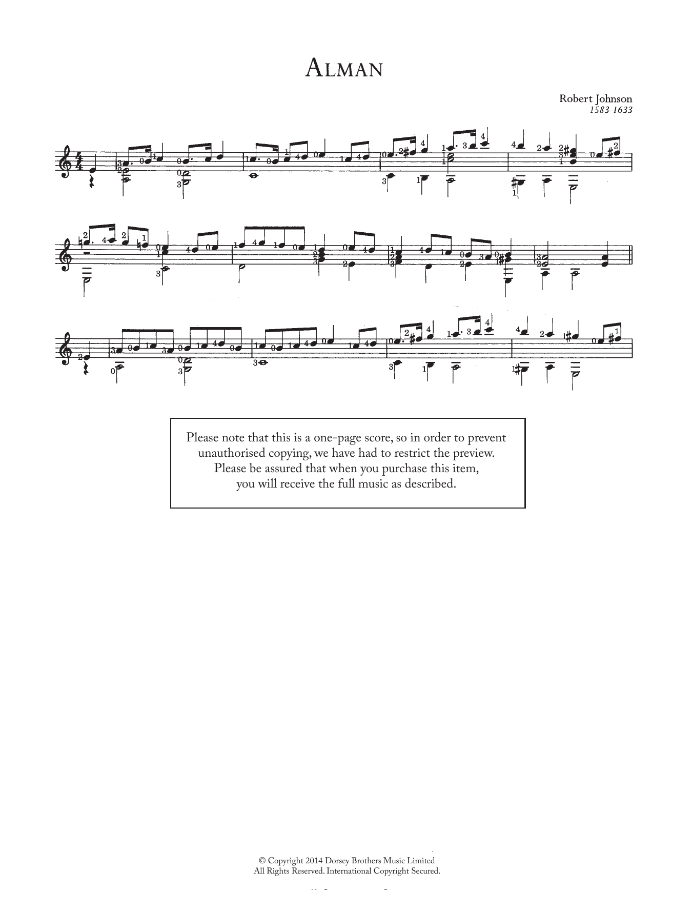 Robert Johnson II Alman sheet music notes and chords. Download Printable PDF.