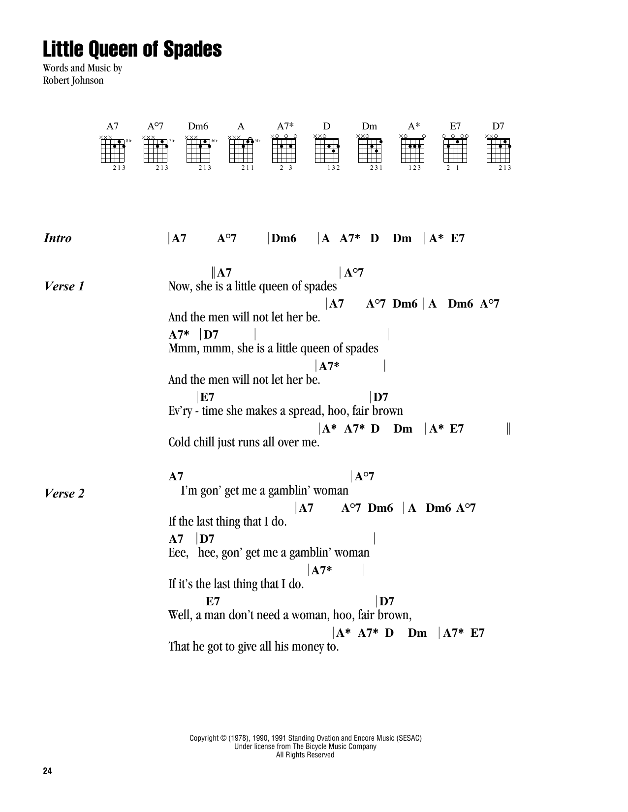 Robert Johnson Little Queen Of Spades sheet music notes and chords. Download Printable PDF.