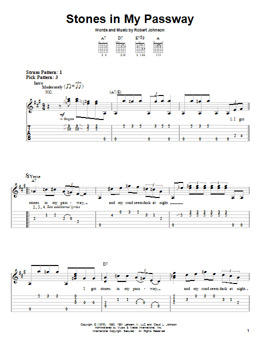 Robert Johnson Stones In My Passway sheet music notes and chords. Download Printable PDF.