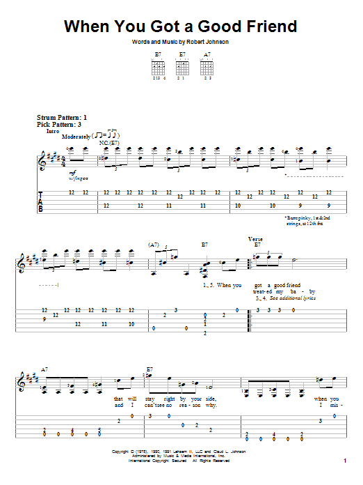 Robert Johnson When You Got A Good Friend sheet music notes and chords. Download Printable PDF.