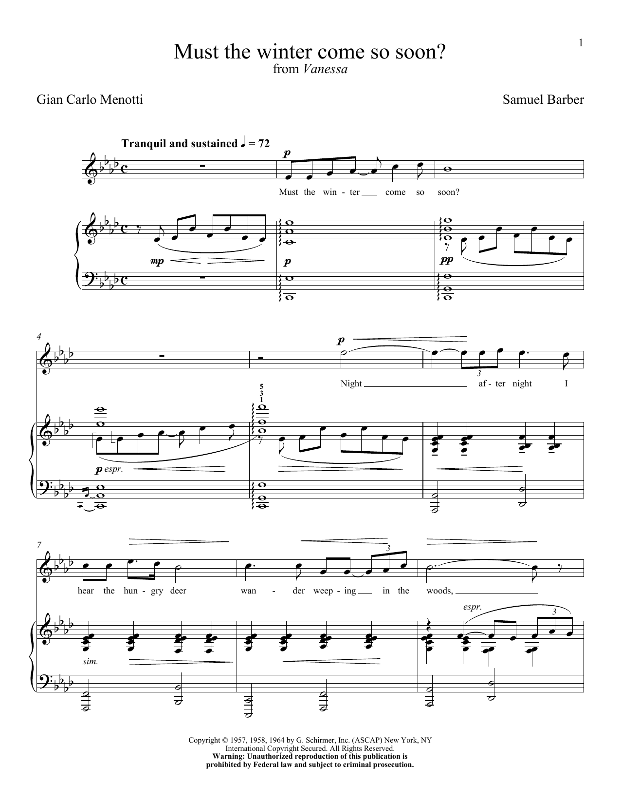 Robert L. Larsen Must The Winter Come So Soon? sheet music notes and chords. Download Printable PDF.