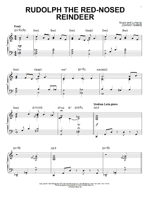 Robert L. May Rudolph The Red-Nosed Reindeer [Jazz version] (arr. Brent Edstrom) sheet music notes and chords. Download Printable PDF.