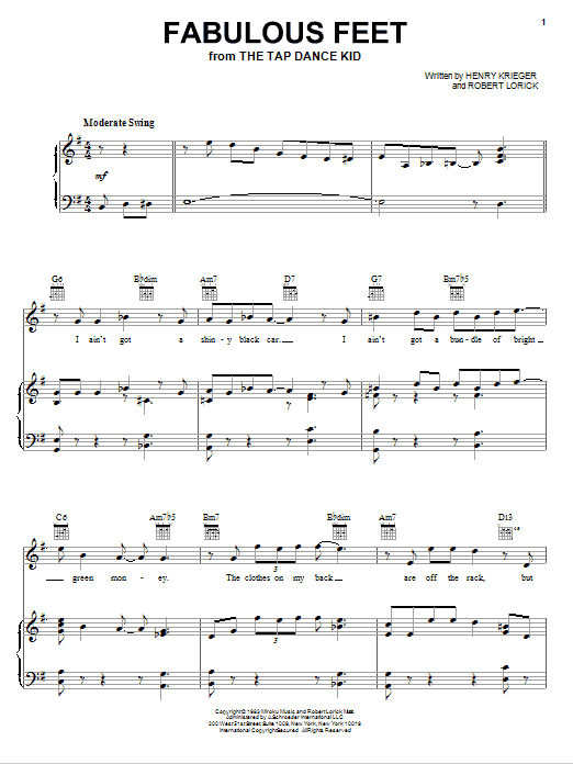 Learn to play Robert Lorick Fabulous Feet sheet music for Piano, Vocal & Guitar Chords (Right-Hand Melody) in minutes. Price: 7.8900$ Robert Lorick Fabulous Feet sheet music notes and chords arranged for Piano, Vocal & Guitar Chords (Right-Hand Melody)