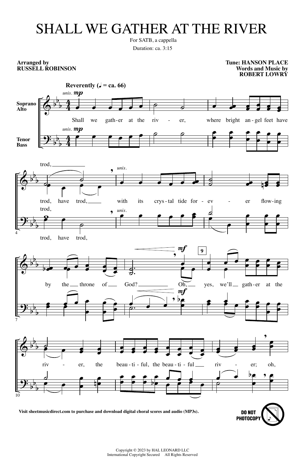 Robert Lowry Shall We Gather At The River (arr. Russell Robinson) sheet music notes and chords. Download Printable PDF.