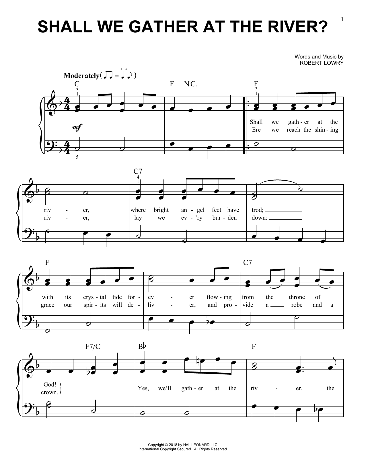 Robert Lowry Shall We Gather At The River? sheet music notes and chords. Download Printable PDF.