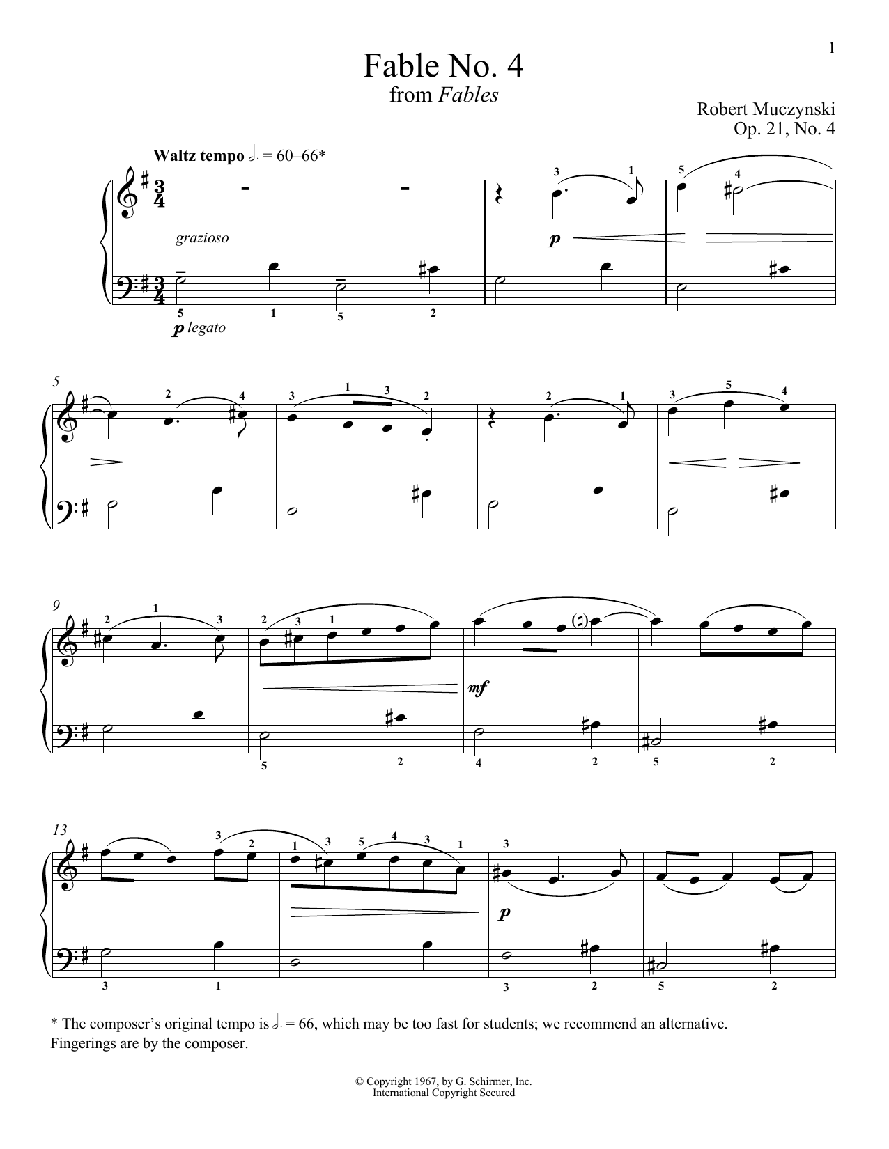 Learn to play Robert Muczynski Fable No. 4, Op. 21 sheet music for Piano Solo in minutes. Price: 7.8900$ Robert Muczynski Fable No. 4, Op. 21 sheet music notes and chords arranged for Piano Solo