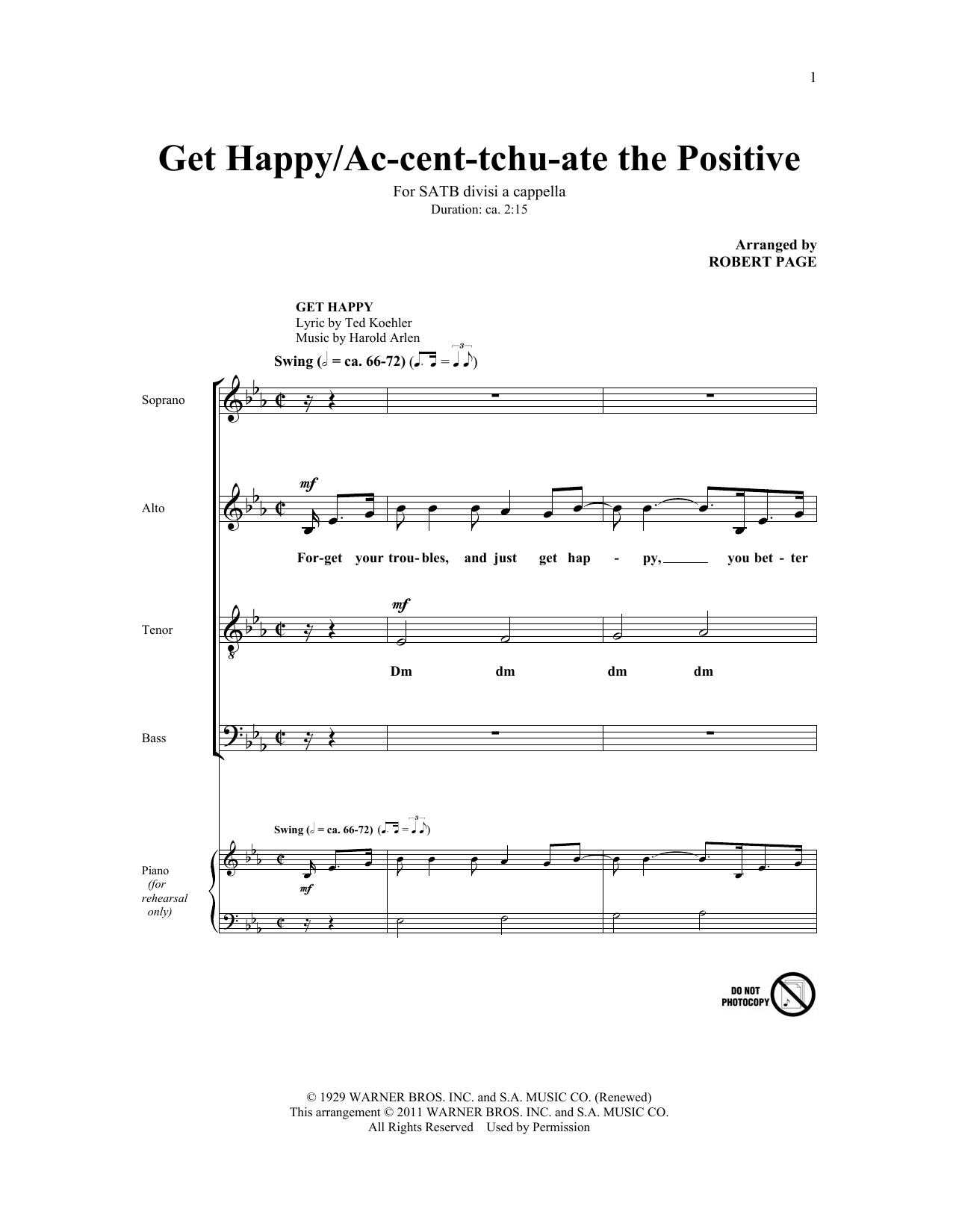 Robert Page Ac-cent-tchu-ate The Positive sheet music notes and chords. Download Printable PDF.