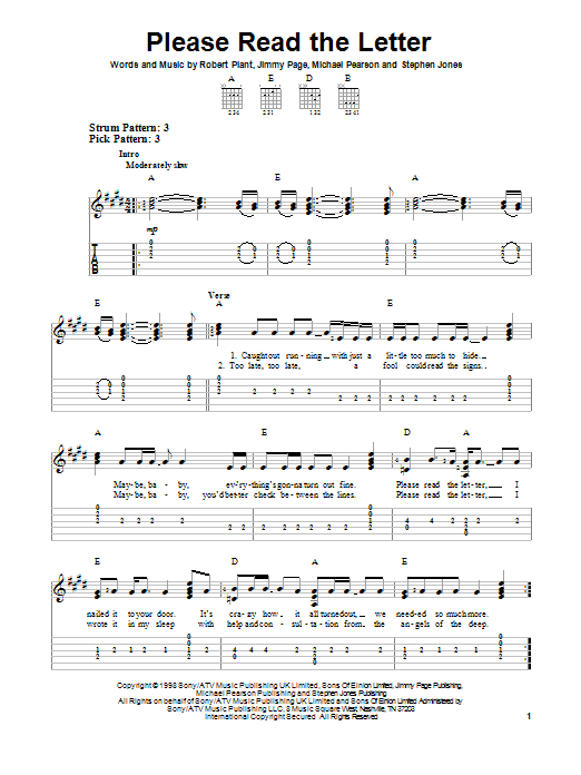 Robert Plant Please Read The Letter sheet music notes and chords. Download Printable PDF.