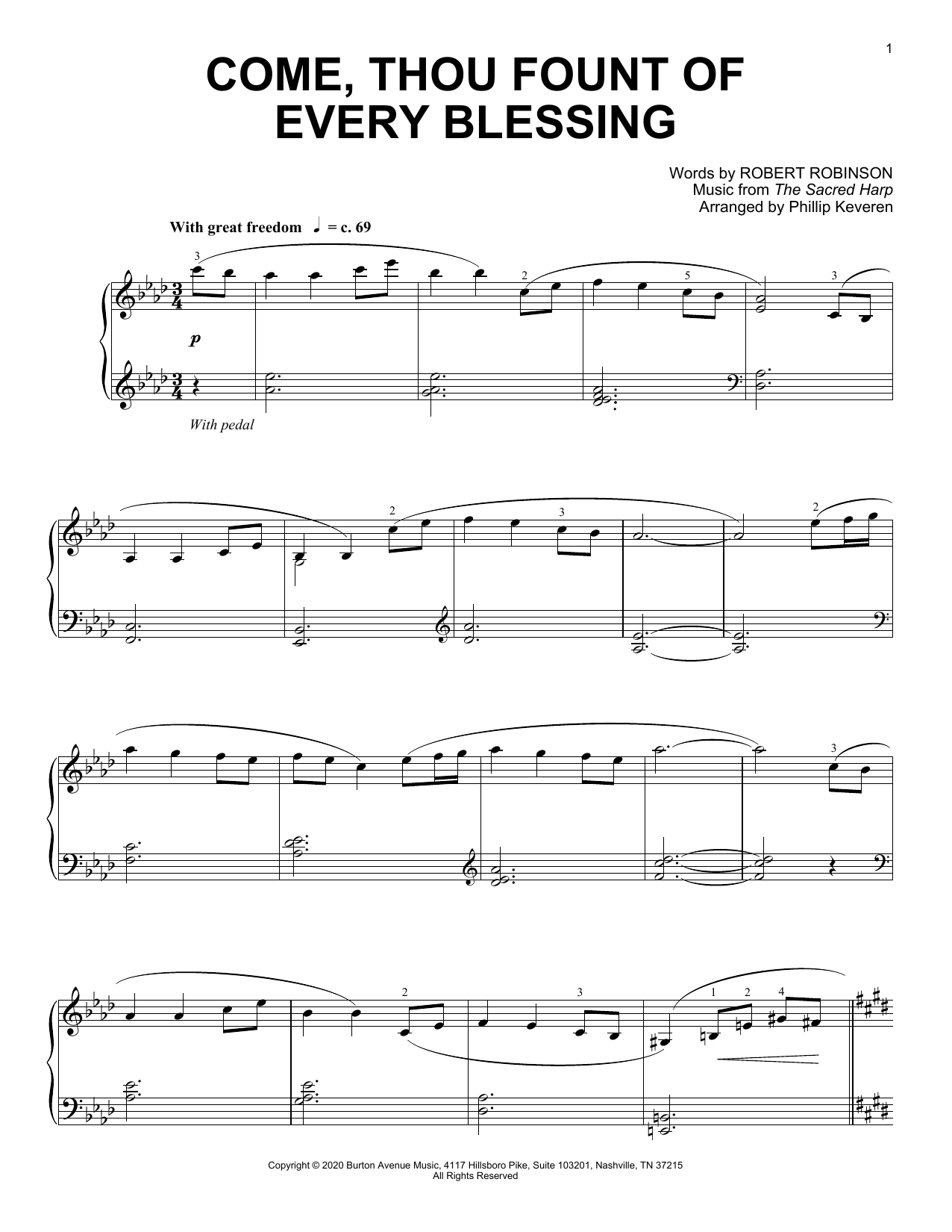 Robert Robinson Come, Thou Fount of Every Blessing sheet music notes and chords. Download Printable PDF.