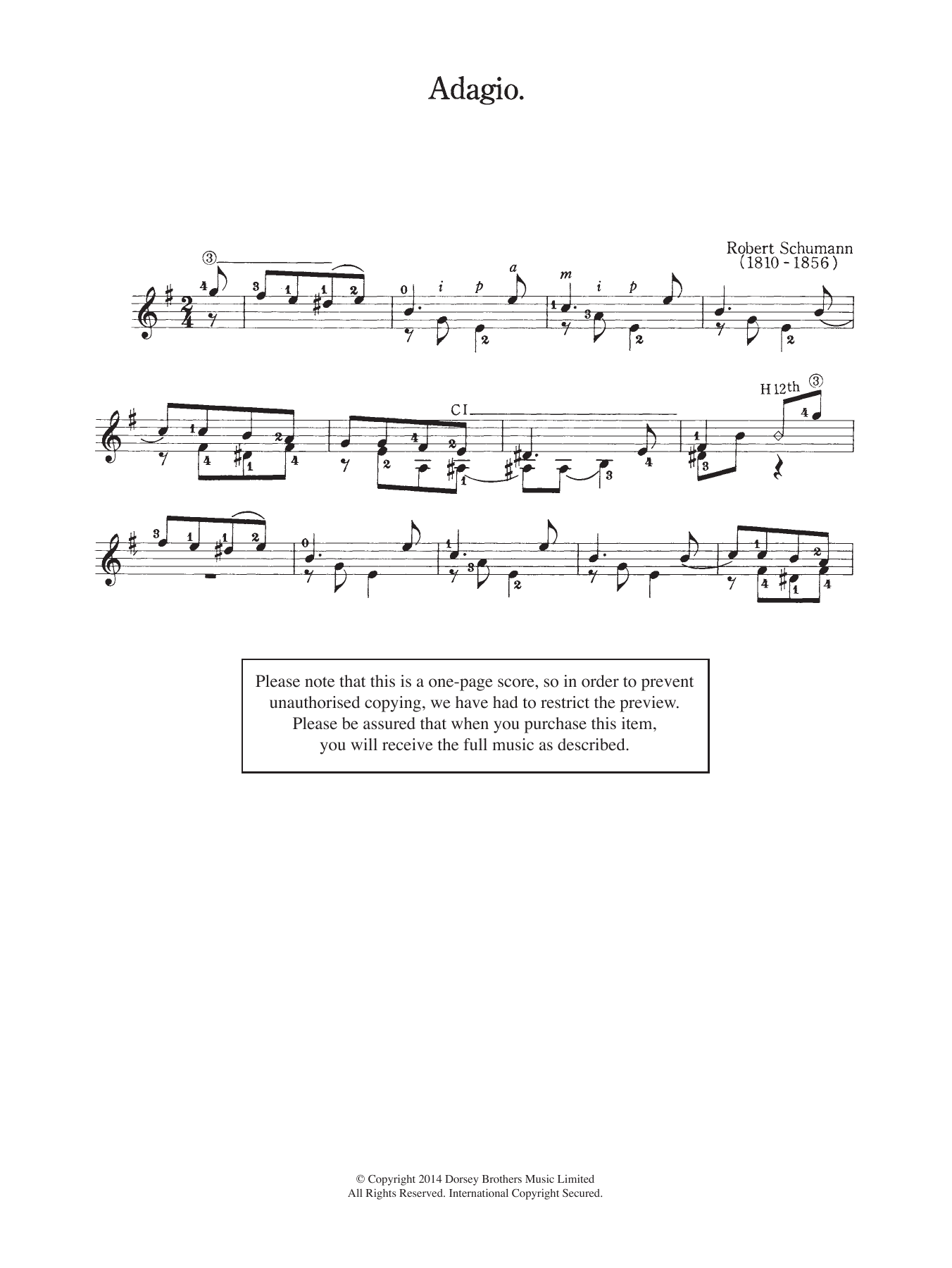 Robert Schumann Adagio sheet music notes and chords. Download Printable PDF.