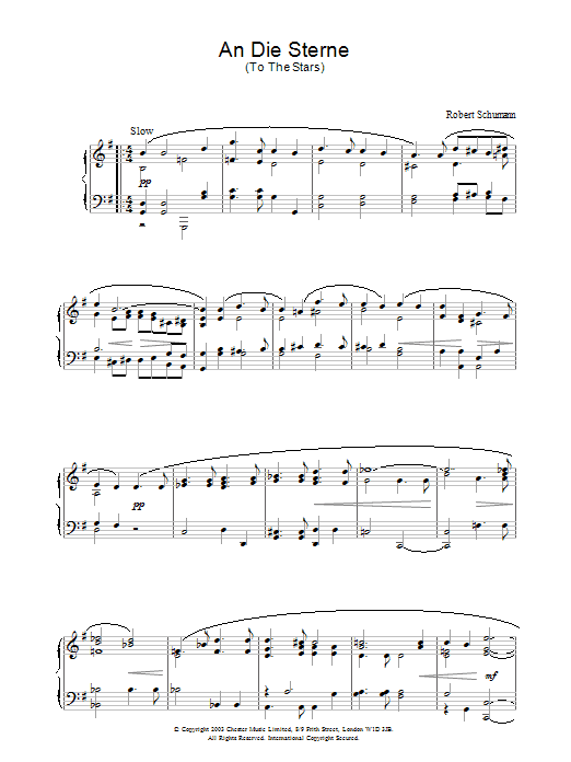 Robert Schumann An Die Sterne sheet music notes and chords. Download Printable PDF.