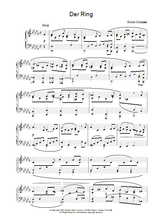 Robert Schumann Der Ring sheet music notes and chords. Download Printable PDF.