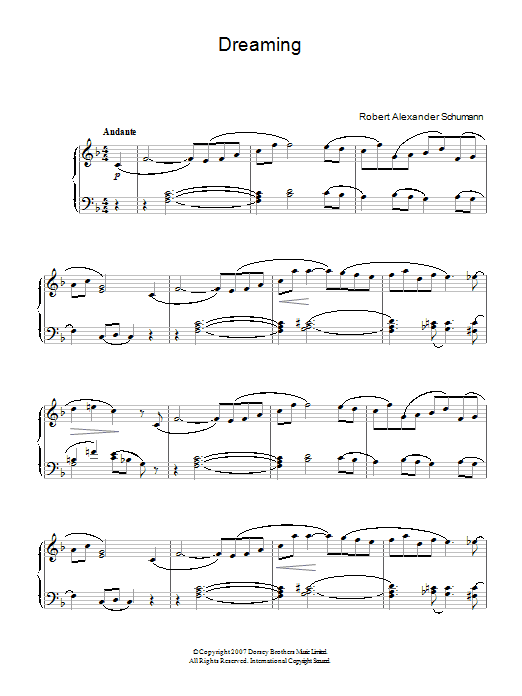 Learn to play Robert Schumann Dreaming sheet music for Easy Piano in minutes. Price: 6.9900$ Robert Schumann Dreaming sheet music notes and chords arranged for Easy Piano