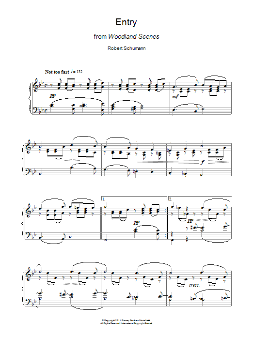 Learn to play Robert Schumann Entry From Woodland Scenes sheet music for Piano Solo in minutes. Price: 7.8900$ Robert Schumann Entry From Woodland Scenes sheet music notes and chords arranged for Piano Solo