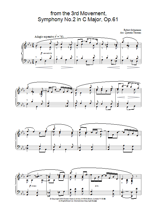 Robert Schumann from the 3rd Movement, Symphony No.2 in C Major, Op.61 sheet music notes and chords. Download Printable PDF.