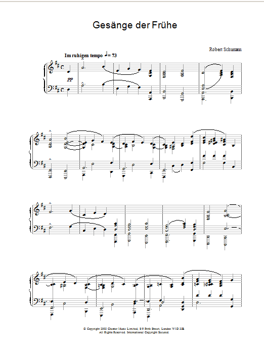 Robert Schumann Gesänge der Frühe sheet music notes and chords. Download Printable PDF.