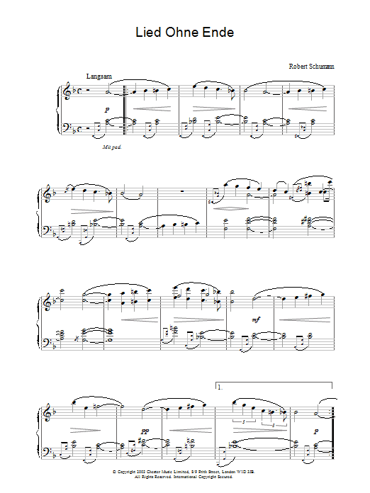 Robert Schumann Lied Ohne Ende sheet music notes and chords. Download Printable PDF.