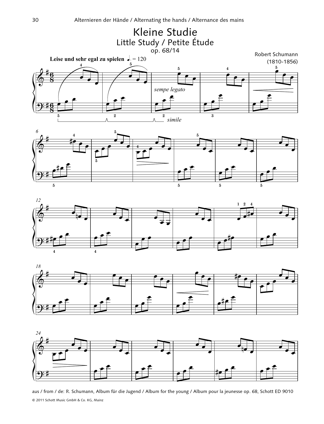 Robert Schumann Little Study sheet music notes and chords. Download Printable PDF.