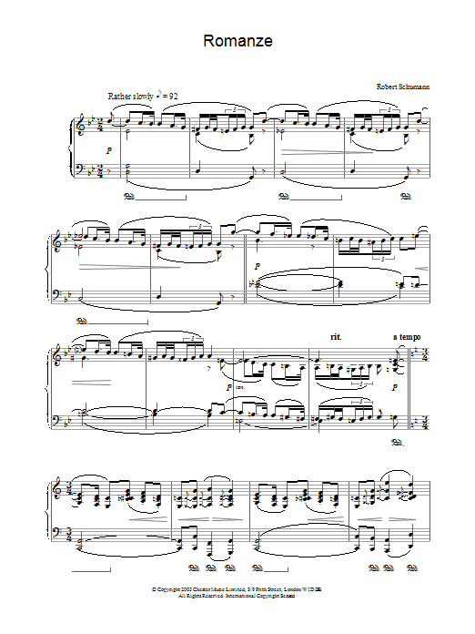 Robert Schumann Romanze sheet music notes and chords. Download Printable PDF.