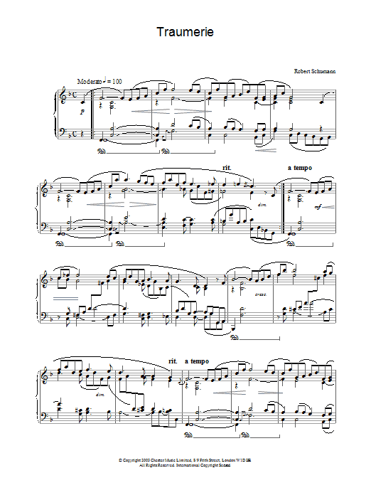 Robert Schumann Traumerie sheet music notes and chords. Download Printable PDF.