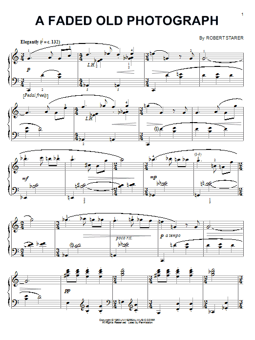 Learn to play Robert Starer A Faded Old Photograph sheet music for Piano Solo in minutes. Price: 7.8900$ Robert Starer A Faded Old Photograph sheet music notes and chords arranged for Piano Solo