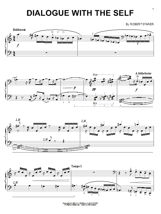 Learn to play Robert Starer Dialogue With The Self sheet music for Piano Solo in minutes. Price: 7.8900$ Robert Starer Dialogue With The Self sheet music notes and chords arranged for Piano Solo